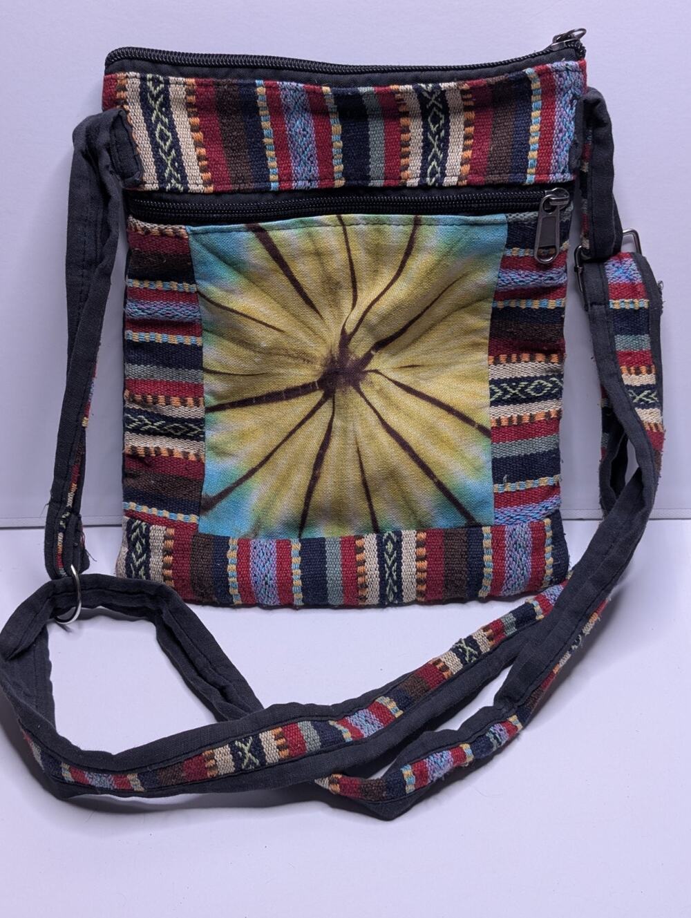 Boho Woven Crossbody Bag Hippie Festival Tie Dye Shoulder Purse